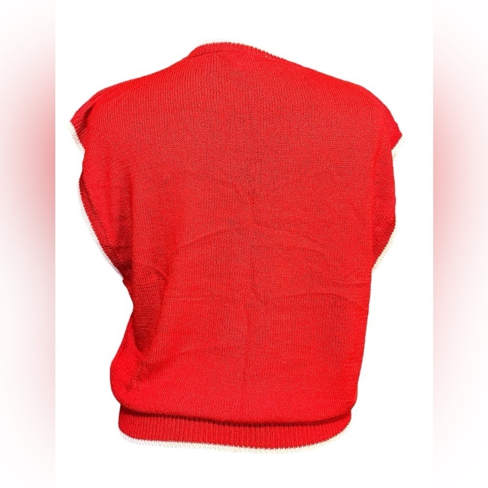 VTG Tan-Jay Sweater Vest Size S/M Red And White Abstract Lightweight - Picture 3 of 7
